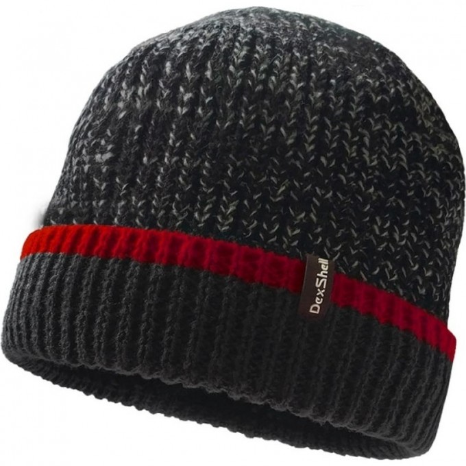 Шапка водонепроницаемая DEXSHELL Cuffed Beanie, DH353RED черная с красной полоской, размер L/XL DH353REDLXL Шапка водонепроницаемая DEXSHELL Cuffed Beanie, DH353RED черная с красной полоской, размер L/XL DH353REDLXL